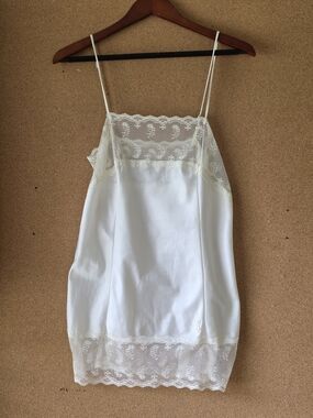 Yves Saint Laurent Lingerie Satin Camisole Top Embroidered Logo Sz34 Made France